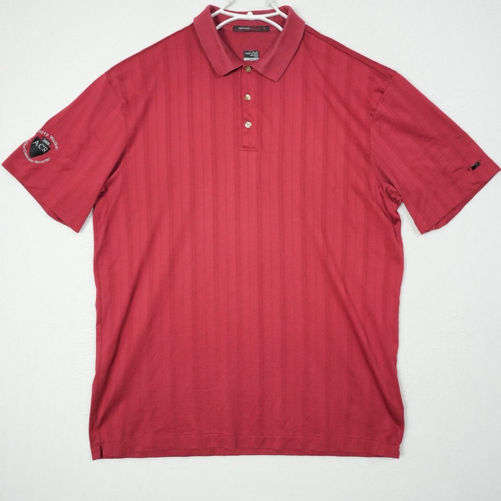 Nike Tiger Woods Red Shadow Stripe Polo Shirt Mens XL Larry Walker ACR 2008